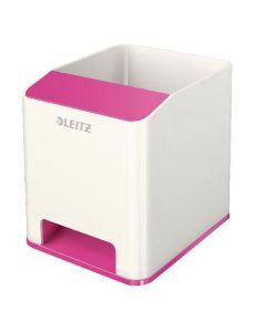 LEITZ WOW SOUND BOOSTER PEN HOLDER WHITE/PINK 53631023  (PACK OF 1)