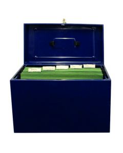 Cathedral Metal File Box Home Office Foolscap Blue HOBL