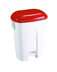 DERBY PLASTIC PEDAL BIN 60 LITRE WHITE/RED (DIMENSIONS: W500 X D360 X H680MM) 348012