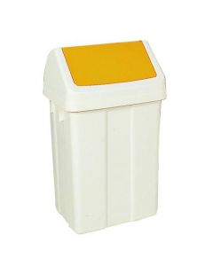 PLASTIC SWING TOP BIN 50 LITRE WHITE WITH YELLOW LID 330353
