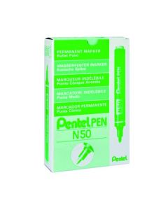 PENTEL N50 PERMANENT GREEN MARKER BULLET TIP (PACK OF 12) N50-D