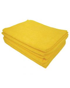 5 STAR FACILITIES MICROFIBRE CLEANING CLOTHS COLOUR-CODED DRY OR DAMP MULTI-SURFACE YELLOW [PACK 6]