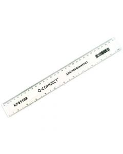 Q-Connect Shatter Resistant Ruler 30cm Clear (Pack of 10) KF01108Q