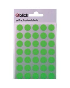 BLICK FLOURESCENT LABELS IN BAGS ROUND 13MM DIA 20 LABELS PER SHEET 140 PER BAG GREEN (PACK OF 2800) RS004158 (PACK OF 20 BAGS)