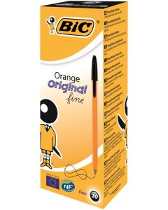 Bic Orange Fine Ballpoint Pen Black (Pack Of 20) 1199110114