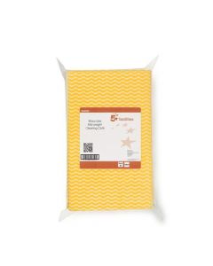 5 STAR FACILITIES CLEANING CLOTHS ANTI-MICROBIAL 40GSM W500XL300MM WAVY LINE YELLOW [PACK 50]