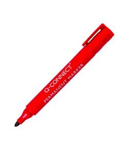 Q-CONNECT PERMANENT MARKER PEN BULLET TIP RED (PACK OF 10) KF26047