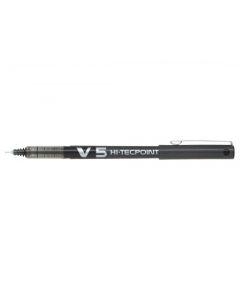 Pilot V5 Hi-Tecpoint Rollerball Pen Liquid Ink 0.5Mm Tip 0.3Mm Line Black Ref V501 [Pack 12]