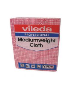 VILEDA MEDIUM WEIGHT CLOTH RED (PACK OF 10) 106400