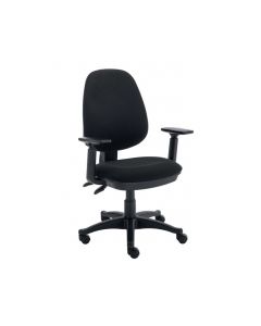 VERSI 2 LEVER HIGH BACK OPERATOR CHAIR, WITH HEIGHT ADJUSTABLE ARMS – BLACK