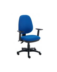 VERSI 2 LEVER HIGH BACK OPERATOR CHAIR, WITH HEIGHT ADJUSTABLE ARMS – ROYAL BLUE