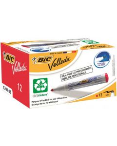 Bic Velleda 1701 Drywipe Marker Bullet Tip Red (Pack Of 12) 1199170103