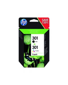 Hp 301 Black /Colour Ink Cartridges (Pack Of 2) N9J72Ae