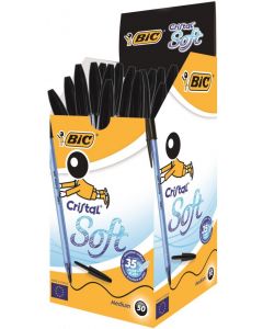 Bic Cristal Soft Ballpoint Pen Medium Black (Pack Of 50) 918518