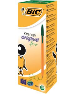 Bic Orange Fine Ballpoint Pen Green (Pack Of 20) 1199110113