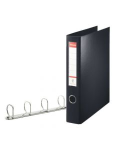 ESSELTE 4D-RING MAXI A4 BINDER 40MM BLACK (FEATURES 4 D-RING MECHANISM AND A LINEN FEEL COVER) 82407