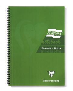 CLAIREFONTAINE EUROPA NOTEBOOK 180 PAGES A5 GREEN (PACK OF 5) 5810Z