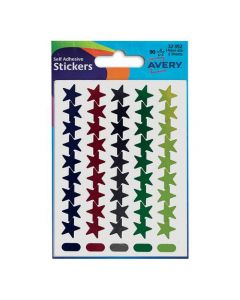 AVERY PACKET OF LABELS STAR SHAPED 14MM ASSORTED REF 32-352 [90 LABELS]