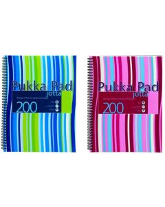 Pukka Pad Stripes Polypropylene Wirebound Jotta Notebook 200 Pages A4 Blue/Pink (Pack of 3) JP018