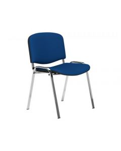 O.I SERIES MULTI-PURPOSE STACKABLE MEETING CHAIR WITH A CHROME FRAME AND BLUE FABRIC SEAT AND BACK
