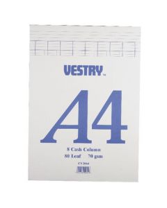 VESTRY 8-COLUMN ACCOUNTANCY PAD A4 CV2064 (PACK OF 5)