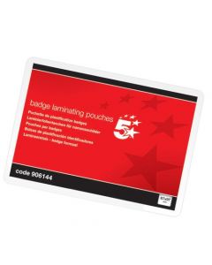 5 STAR OFFICE LAMINATING POUCHES 250 MICRON FOR BADGE SIZE [67X97MM] GLOSS [PACK 100]