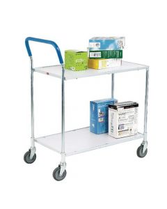 METALLIC GREY AND WHITE ZINC PLATED 2 TIER SERVICE TROLLEY 375424