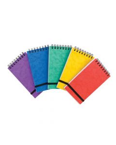 NOTE PADS HEADBOUND TWIN WIRE 80GSM RULED/PERFD/ELASTIC STRAP 300PP 127X202MM ASSTD COLOURS A [PACK 10]