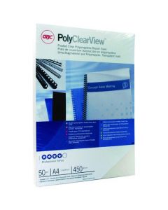 GBC POLYCLEARVIEW A4 FROSTED CLEAR BINDING COVERS (PACK OF 50 COVERS) IB387159
