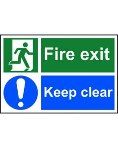 SPECTRUM INDUSTRIAL FIRE EXIT KEEP CLEAR S/A PVC SIGN 300X200MM 1540  (PACK OF 1)
