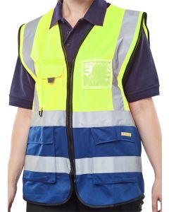 BEESWIFT TWO TONE EXECUTIVE WAISTCOAT SATURN YELLOW / NAVY 2XL (PACK OF 1)