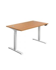 ECONOMY SIT STAND ELECTRONIC DESK 1200MM X 800MM NOVA OAK TOP AND WHITE FRAME