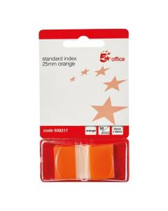 5 STAR OFFICE STANDARD INDEX FLAGS 50 SHEETS PER PAD 25X45MM ORANGE [PACK OF 5 X 50 FLAGS]