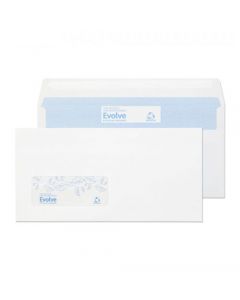 EVOLVE DL ENVELOPE RECYCLED WINDOW WALLET SELF SEAL 90GSM WHITE (PACK OF 1000) RD7884