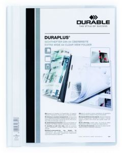 DURABLE DURAPLUS QUOTATION FILING FOLDER WITH CLEAR TITLE POCKET PVC A4+ WHITE REF 2579/02 [PACK OF 25 FOLDERS]