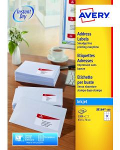 AVERY INKJ LABEL 63.5X72MM 12 PER SHEET WHITE (PACK OF 1200) J8164-100 (PACK OF 100 SHEETS)