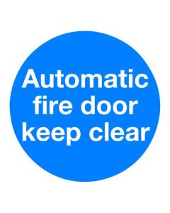 SAFETY SIGN AUTOMATIC FIRE DOOR 100X100MM SELF-ADHESIVE (PACK OF 5) KM73AS