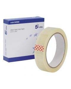 5 STAR ELITE EASY TEAR TAPE PP 3IN CORE 24MM X 66M CLEAR [PACK 6]