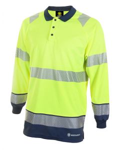 BEESWIFT HIGH VISIBILITY  TWO TONE POLO SHIRT LONG SLEEVE SATURN YELLOW / NAVY XL (PACK OF 1)