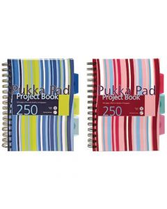 PUKKA PAD STRIPES WIREBOUND HARDBACK PROJECT NOTEBOOK 250 PAGES A5 BLUE/PINK (PACK OF 3) CBPROBA5