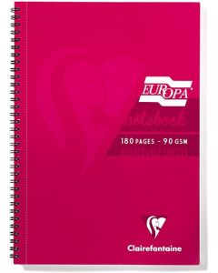 EUROPA SIDEBOUND NOTEBOOK A5 RED  (PACK OF 5)