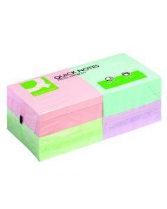 Q-CONNECT QUICK NOTES 76 X 76MM PASTEL (PACK OF 12) KF10509