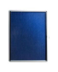 5 STAR OFFICE NOTICEBOARD GLAZED LOCKABLE ALUMINIUM TRIM BLUE FELT BOARD W900XH600MM