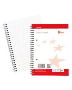 5 STAR OFFICE NOTEBOOK WIREBOUND 70GSM RULED WITH MARGIN PERF PUNCHED 2 HOLES 100PP A5+ RED [PACK 10]