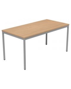 KONTRAX TABLE FIXED FRAME 1500MM X 750MM - BEECH TOP/SILVER FRAME