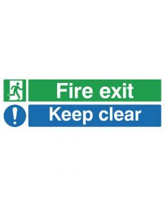 SAFETY SIGN FIRE EXIT KEEP CLEAR 150X450MM PVC EC08S/R  (PACK OF 1)