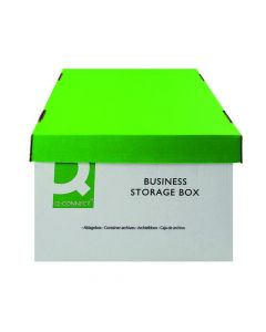 Q-CONNECT BUSINESS STORAGE BOX 335X400X250MM GREEN AND WHITE (PACK OF 10 BOXES) KF21660