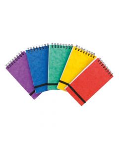 NOTE PAD HEADBOUND TWIN WIRE 80GSM RULED/PERFD/ELASTIC STRAP 120PP 76X127MM ASSTD COLOURS A [PACK 20]
