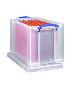 REALLY USEFUL 24L PLASTIC STORAGE BOX WITH LID W465XD270XH290MM CLEAR RUP80256
