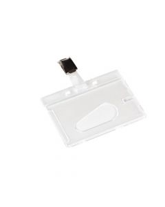 Q-CONNECT RIGID CREDIT CARD SIZED NAME BADGE HOLDER AND CLIP (PACK OF 10) KF14148